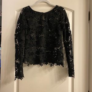 Black crotchet top, see through.